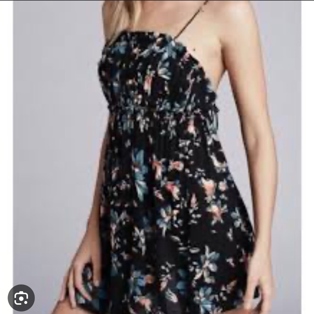 Intimately Free People Black Floral Mini Dress